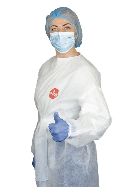 Халат Zorro одноразовий з поясом зі спанбонду 50 г/кв. м р. one size зріст універсальний UNI білий