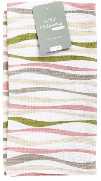 Набір рушників кухонних вафельних Хвиля 2 шт. 45x60 см салатовий Homeline 