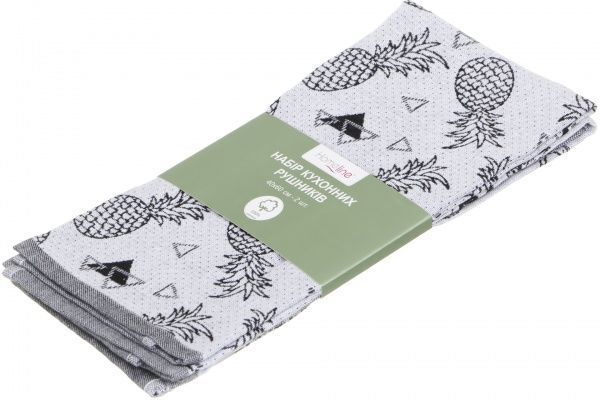 Набір рушників кухонних Фрукти 2 шт. 40x60 см Homeline сірий із малюнком 