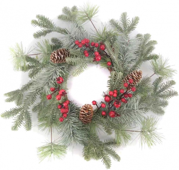 Венок хвойный New Star микс с шишками и ягодами d400 мм A3-52720HAR 