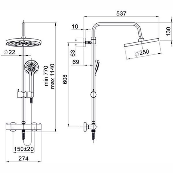 Душова система Rubineta Set River+Thermo-15 625006