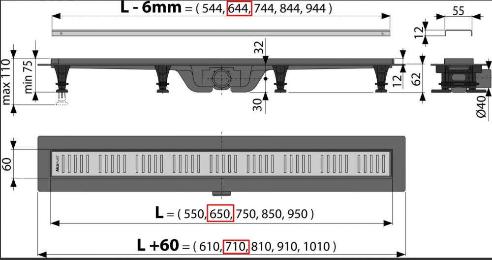 Душевой трап Koller Pool Водосточный желоб Koller Pool G10-650