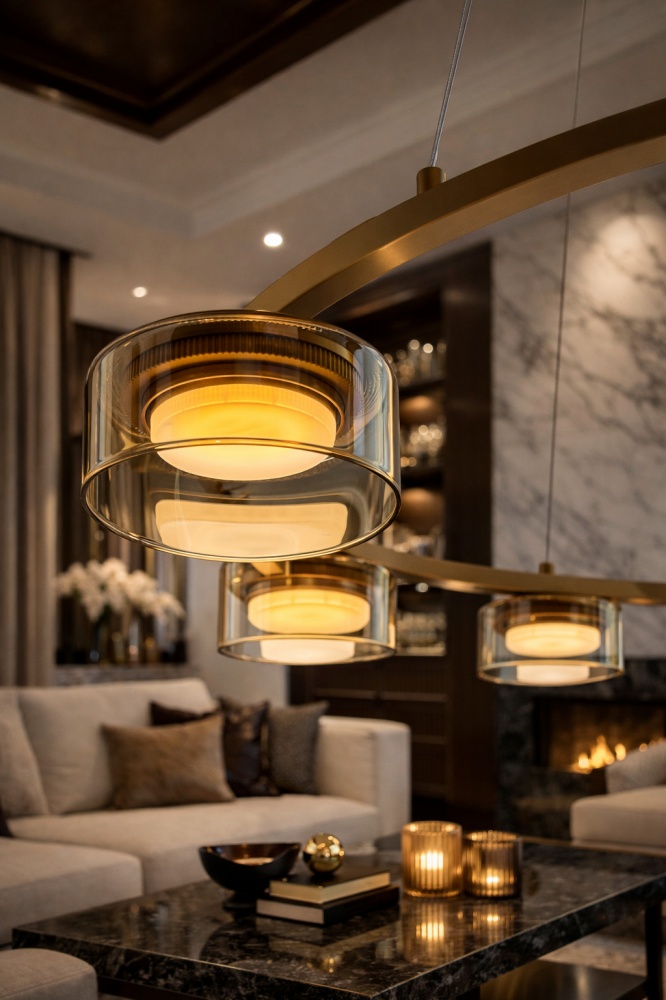 Люстра подвесная LIGHT SET DUSHA MS241-Y7 7x12 Вт GX53 золото/янтарь