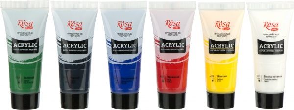 Набір фарб акрилових 6 кольорів 20 мл Rosa Start