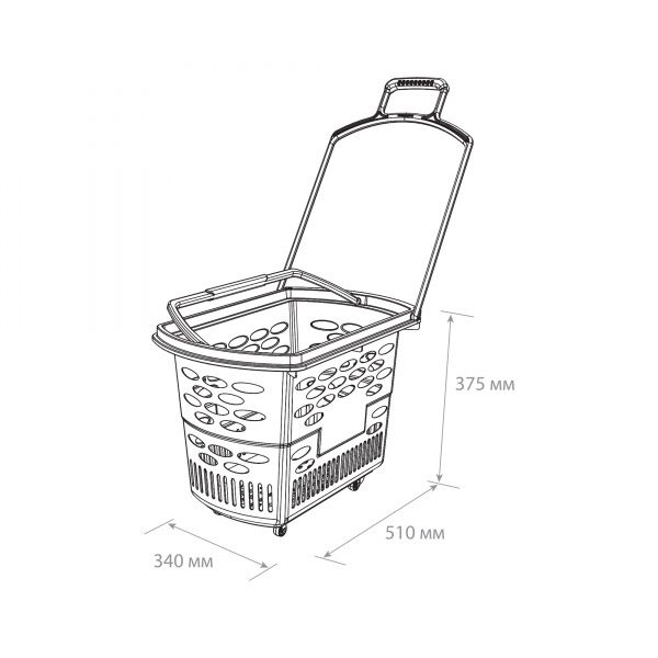 Корзина торговая тележка магазинная, 38 л 