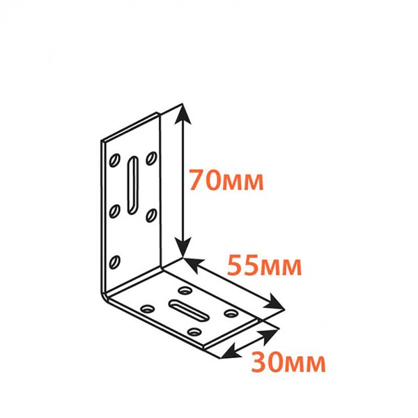 Кутник регульований Kolchuga асиметричний 70x55x30 мм 2 мм