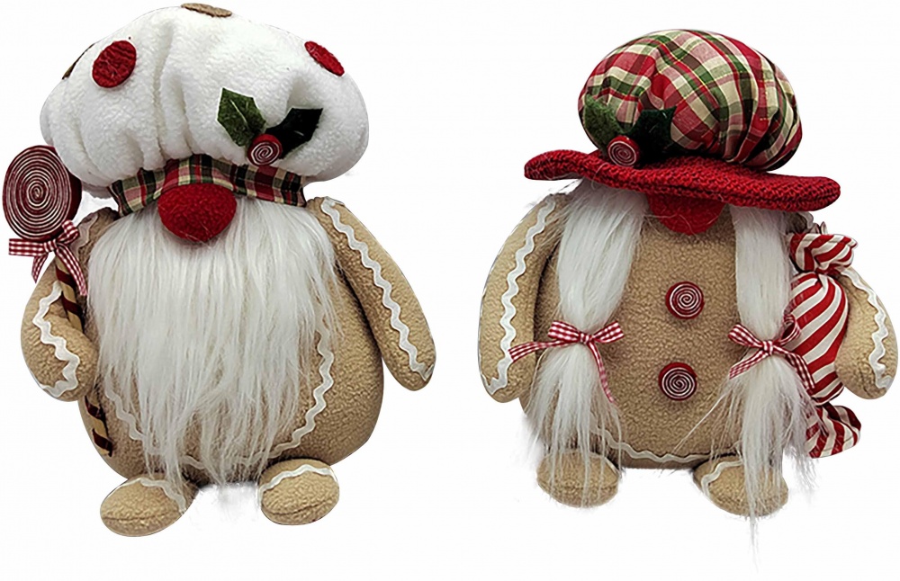 Декорация новогодняя пряник с конфетами бежево-красный 25х14х32 см