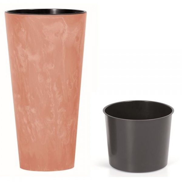 Горщик для квітів Prosperplast Tubus Slim Effect 400мм з вкладишем круглий 122л терра (66589-624) 