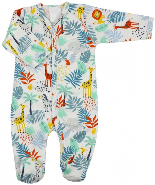 Комбінезон для хлопчика Маленькие люди Звірятка (принт) р.74 білий із малюнком