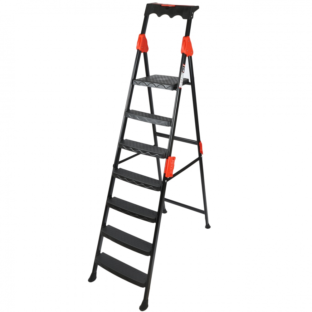 Драбина-стрем’янка BauGut PRO 7 сходинок 250 кг з органайзером