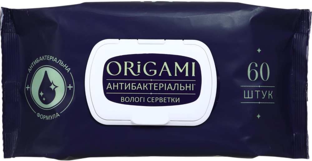 Влажные салфетки ORIGAMI антибактериальные (с клапаном) 60 шт.