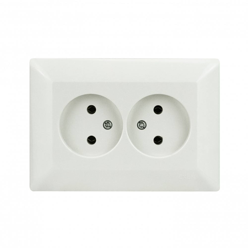 Розетка подвійна побутова без заземлення Exen ODAK IP20 білий 210-010103-244