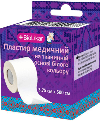 BioLikar Пластир на тканинній основі білий 3,75 см х 500 см 1 шт.