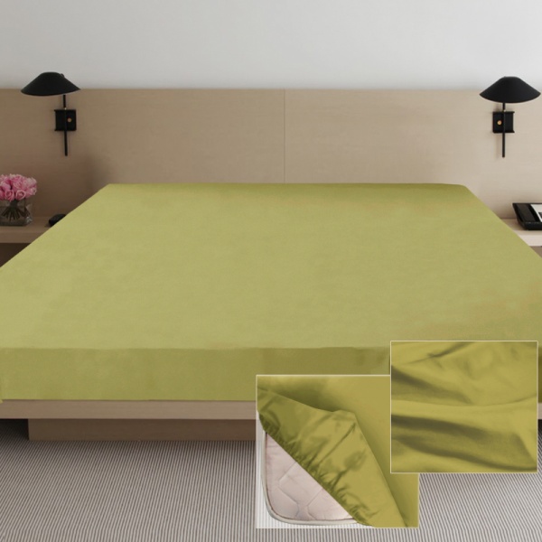 Простынь на резинке Дизайн 5 200x180 см оливковый Ярослав 