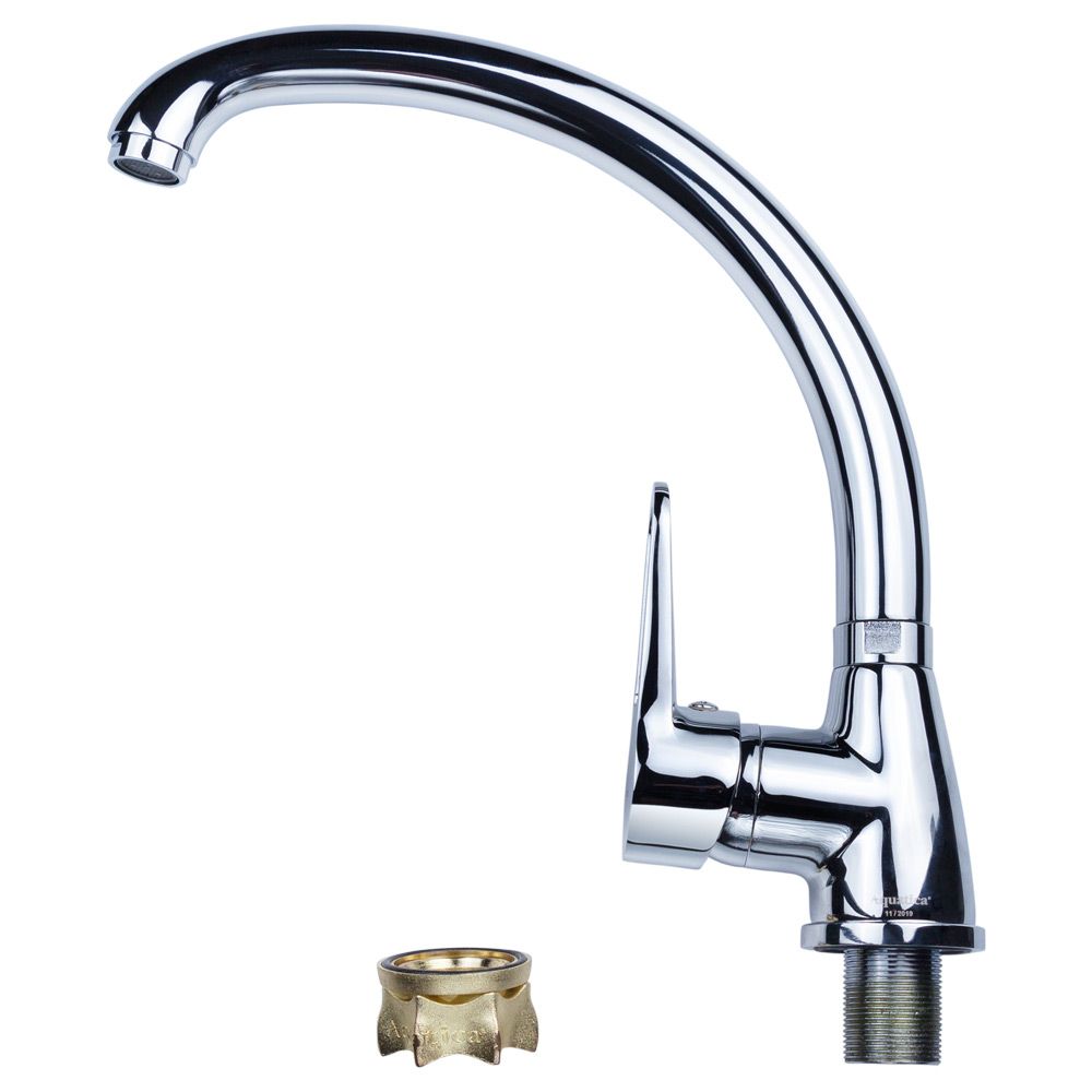 Смеситель Aquatica HL Ø 35 для кухни гусак ухо на гайке (HL-4B130C)