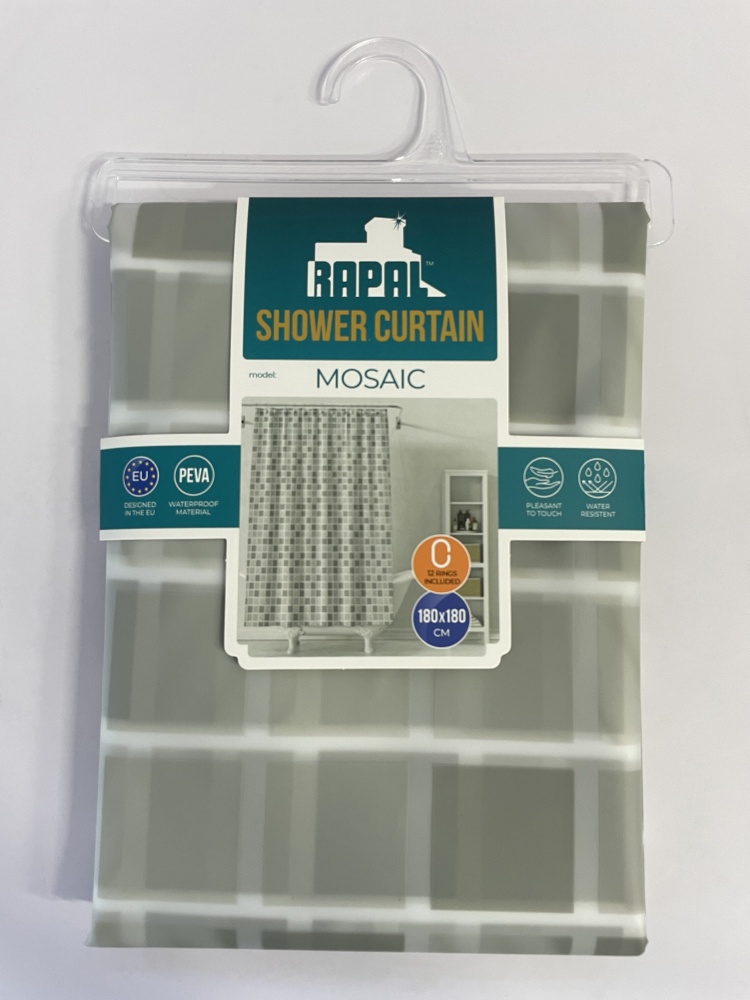 Шторка для ванны Rapal Mosaic 180х180 см