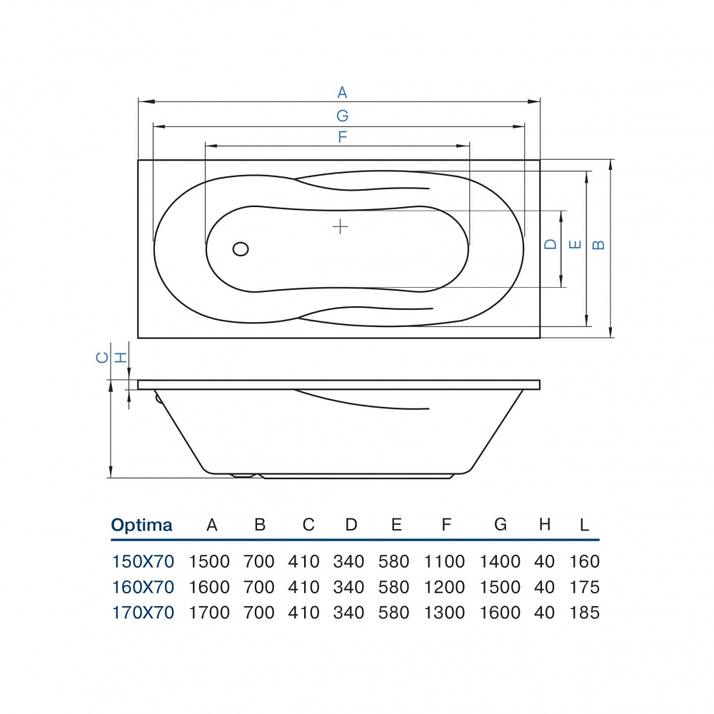 Ванна акриловая Koller Pool 170х70 см Optima 170х70 см