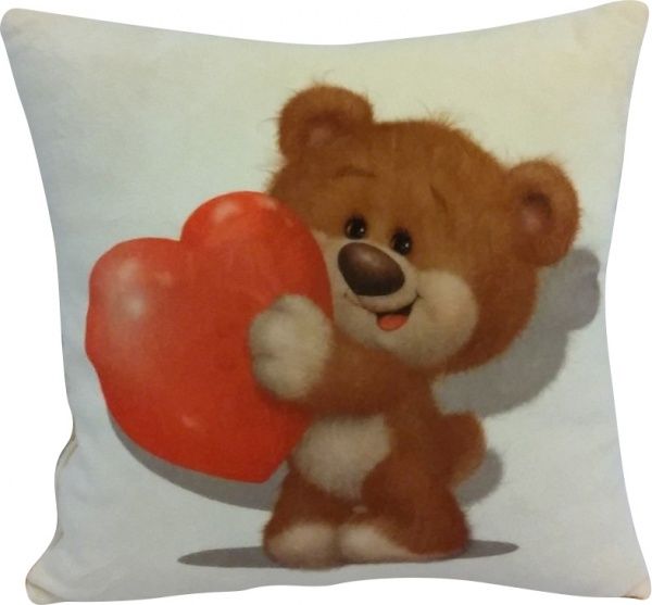 Подушка декоративная Валентинка Медвежонок с сердцем 28x28 см СЕЛЕНА 