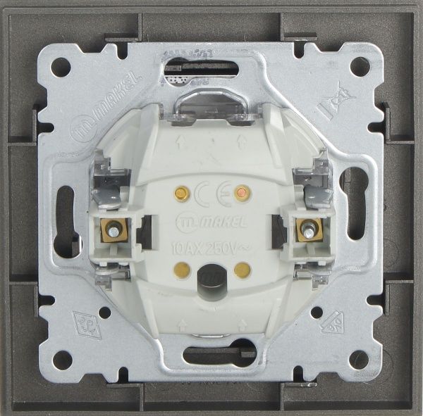 Перемикач перехресний одноклавішний Makel Karea без підсвітки 10 А 220В димчастий