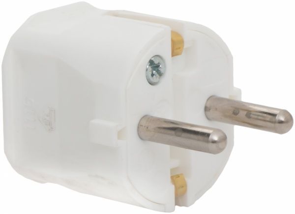 Электровилка ABL Sursum 2P+E с заземлением 250В 16А IP20 термопласт белый