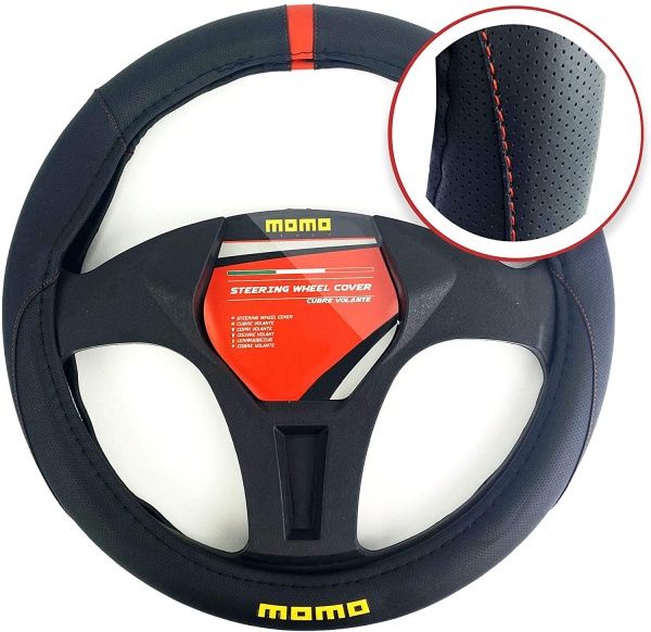 Чехол на руль MOMO SWC010BR черный с красным