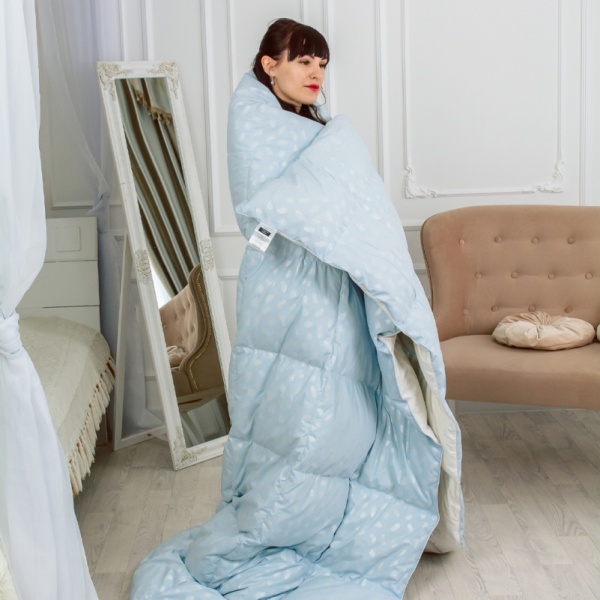 Одеяло пуховое №1855 Bio-Blue 90% пух (зима +) 110x140 см MirSon голубой