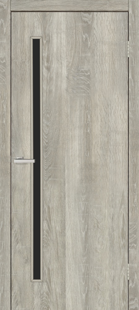 Дверное полотно ОМиС Гармония ПО черное стекло 700 мм дуб светло-серый