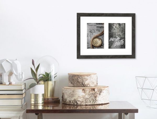 Фоторамка с паспарту SvitArt FKP-2-1913-3A 10x15 см гранитный серый 