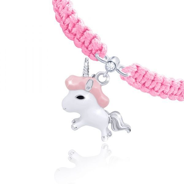 Браслет плетеный UMa&UMi Единорог розовый