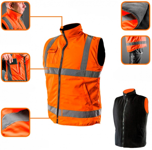 Жилет робочий NEO tools двосторонній р. M 81-521 помаранчевий