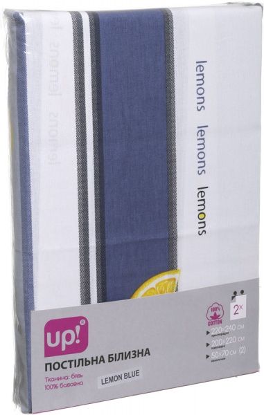 Комплект постільної білизни Lemon blue 2,0 синій із білим UP! (Underprice) 