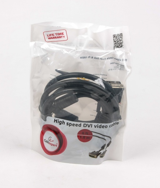 Кабель Cablexpert DVI-D — DVI-D 1,8 м черный (CC-DVI2-BK-6) DVI видео Dual Lin 