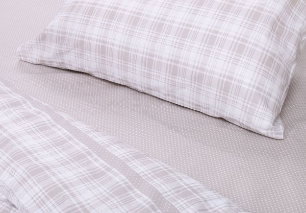 Комплект постільної білизни Клітинка 1,5 160х220 см бежевий UP! (Underprice) 