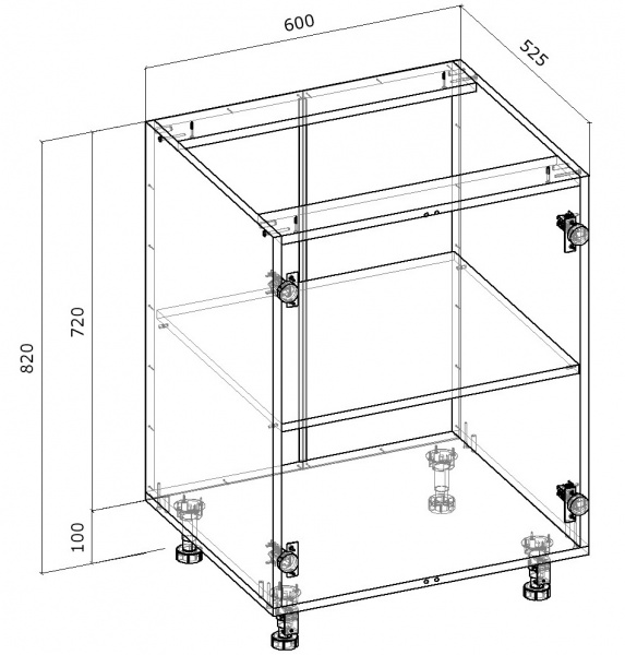 Тумба нижня Грейд розпашна 600x820x522 мм сірий 