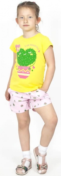 Комплект для дівчаток Roksana №0033/16083 Cacti р.134–140 жовтий із принтом №0033/16083 