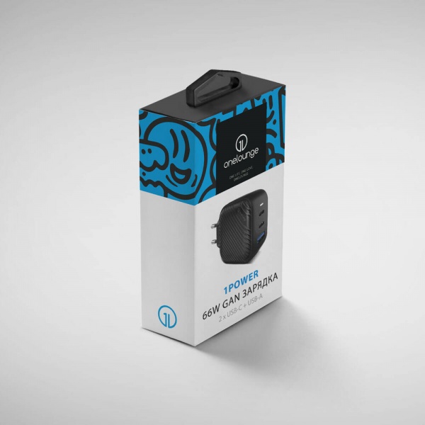 Зарядний пристрій OneLounge 1Power 66W 2xUSB-C + USB-A для iPhone | MacBook | ноутбука 