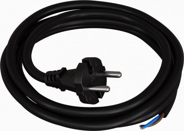 Провод с вилкой Одескабель армированный ПВС-ВП-2х1,5-250-08-16-1,7 без заземления 220В 16А ПВХ черный