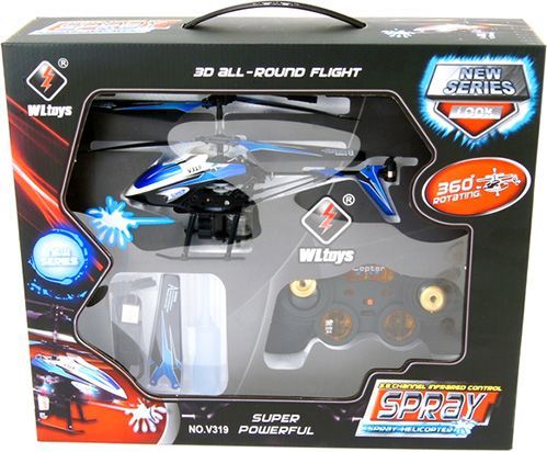 Гелікоптер на ІЧ-керуванні WL Toys Spray 3-к мікро водяна гармата синій WL-V319b