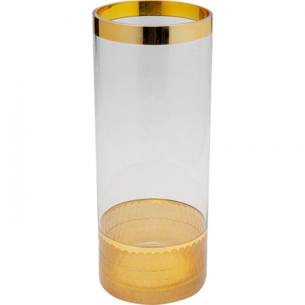 Ваза KARE Design Golden Flow 25 см прозрачная 
