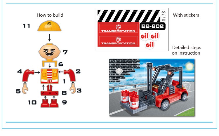 Конструктор BanBao Погрузчик Перевозки 8778