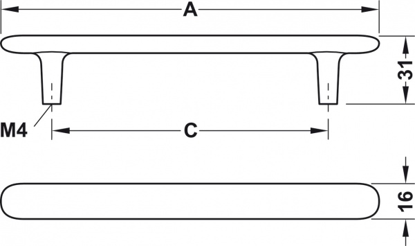 Ручка рейлінгова Hafele 128 мм 106.70.104 білий