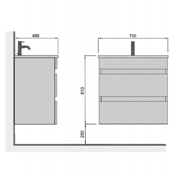 Тумба подвесная ScandiSPA Wood 70-A c умывальником Cosmopolitan 70