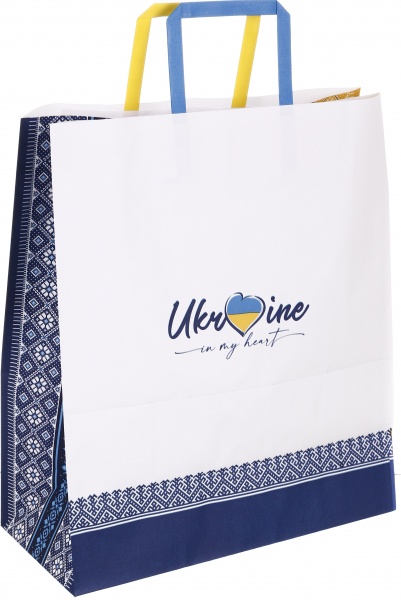 Пакет паперовий 320х150х380 білий з ручками