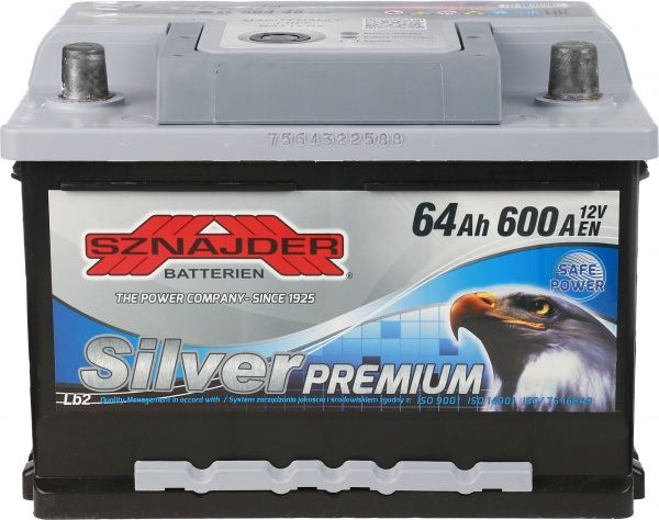 Акумулятор автомобільний SZNAJDER Silver Premium 6СТ- 64Aз 64А 12 B «+» праворуч