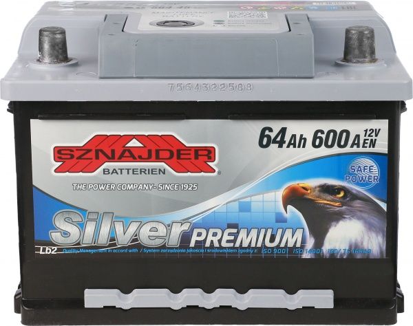 Аккумулятор автомобильный SZNAJDER Silver Premium 6СТ- 64Aз 64А 12 B «+» справа