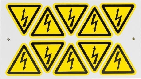 Наклейка Осторожно! Электрическое напряжение 50 мм 10 шт.