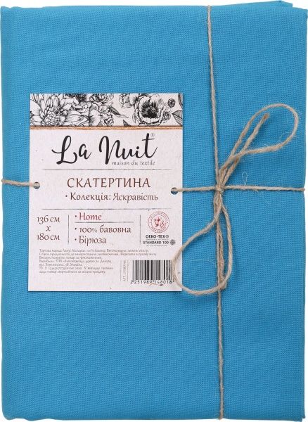 Скатерть Яркость 136x180 см бирюзовый La Nuit 