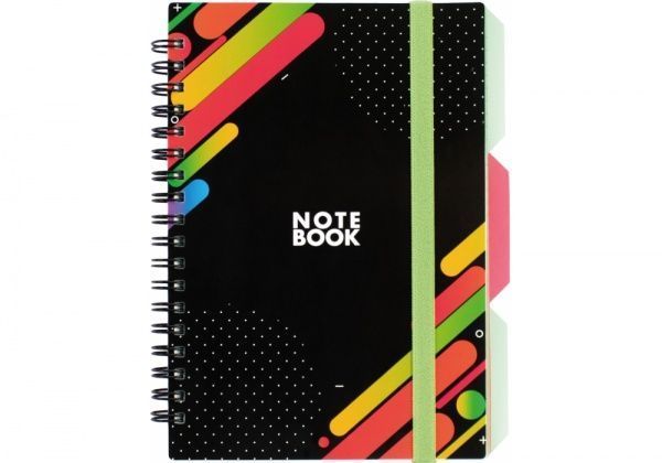 Блокнот Black B6 спіраль з роздільниками 100 арк. клітинка O20358-09 Optima
