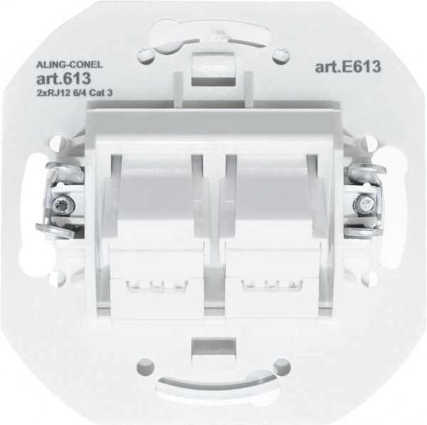 Розетка телефонна подвійна Aling-Conel Eon білий E613.0