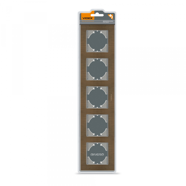 Рамка пятиместная Videx Binera горизонтальная шоколадный VF-BNFRA5H-CH